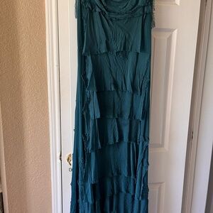 Chic Teal Layered Maxi Dress